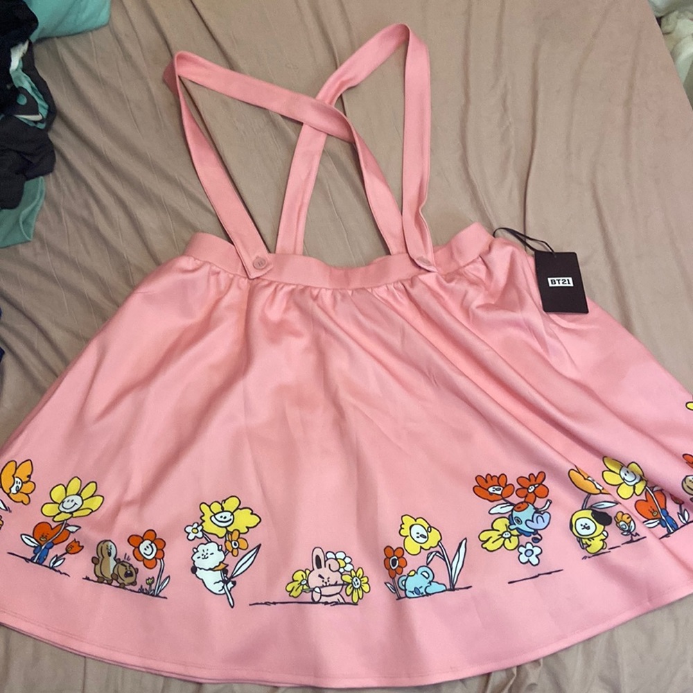 Kawaii BT21 Floral Suspender skirt BTS Hot topic 2xl